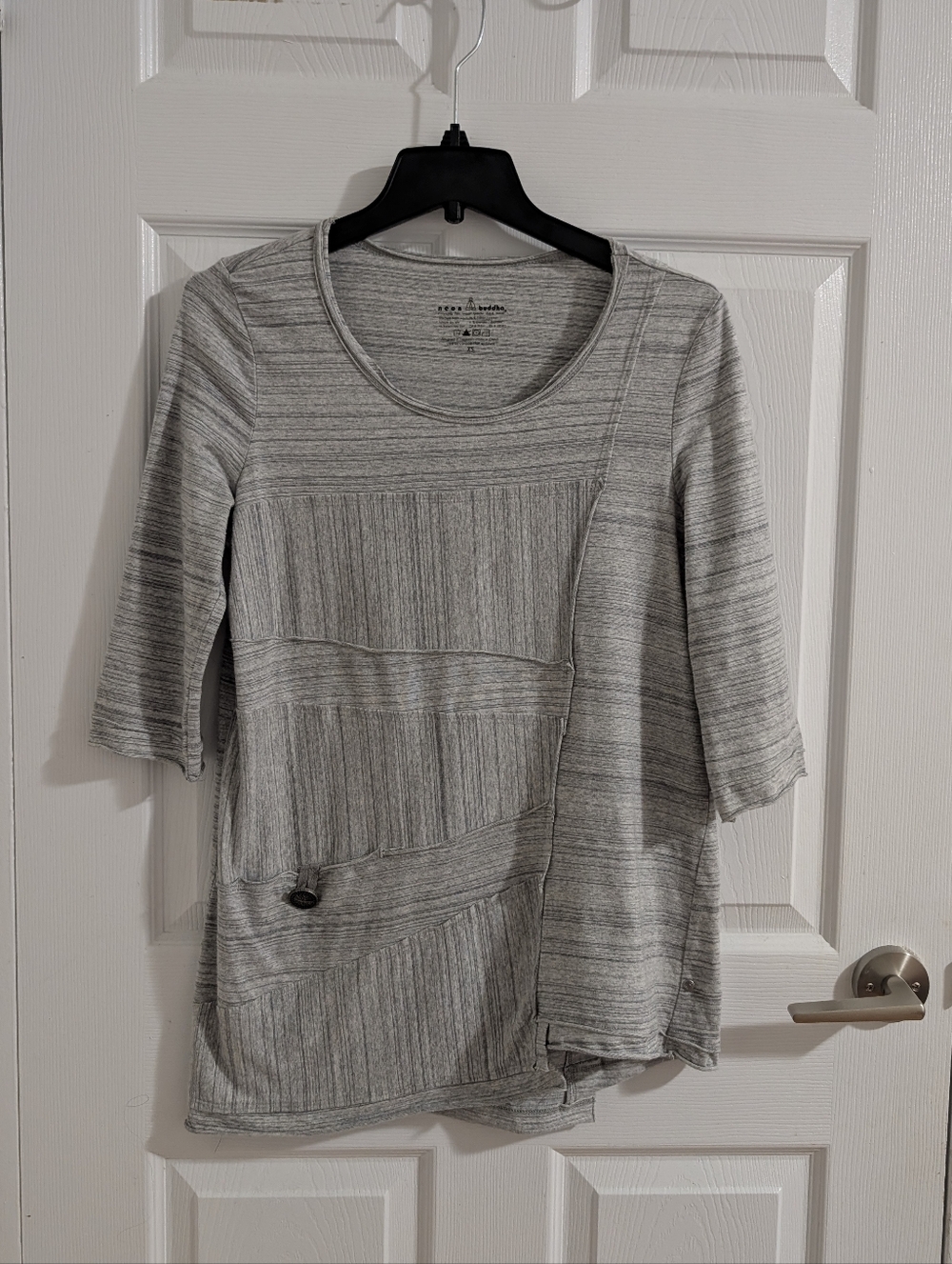 Neon Buddha Grey Asymmetric Tunic Top Cotton Lagenlook Art to Wear Boho Chic XS